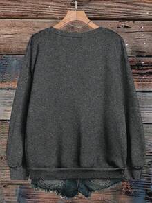 EMERY ROSE 大码女式圣诞快乐圣诞树印花运动衫 - 灰色 - 查看 2