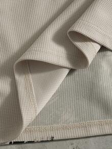 PAVTROS 男式字母和图案印花圆领长袖休闲 T 恤 - 卡其色 - 查看 8