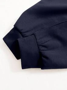 Airaco 女式纯色简约日常长袖美式复古半拉链小众运动衫 - 藏蓝色 - 查看 5