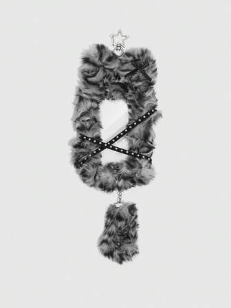 Kawaii 1 pieza Llavero de peluche de gato con estampado de leopardo lindo, Soporte de tarjeta con remache punk, Decoración de tarjeta de 3 pulgadas de ídolo Y2K para bolso