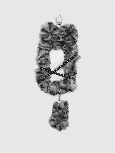 Kawaii 1 pezzo Portachiavi in peluche con stampa leopardata carina, Portacarte con decorazione punk a rivetti, Ciondolo per borsa decorativo da 3 pollici in stile Y2K