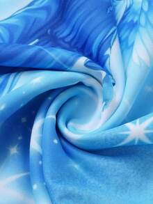 ROMWE MEN Street Life Áo hoodie họa tiết cánh và chân dung thường ngày cho nam, mùa thu - Màu xanh lam - Xem 7