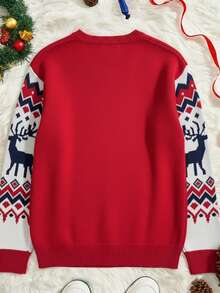 Manfinity NXTstreet 男士圣诞主题套头毛衣，秋冬时尚针织衫 - 彩色 - 查看 2