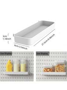 带挂钩和收纳盒的壁挂式收纳整理板，预钻孔的可安装式挂板，适用于厨房、卧室、浴室、书房，也是节省空间的桌面展示和收纳方案，适用于家庭办公室、车库、工作室和手工室。 - 彩色 - 查看 14