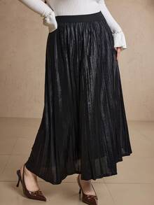 Dazy Plus Váy dài chữ A cạp chun cỡ lớn cho nữ, thích hợp cho tiệc tùng và dạ tiệc - màu đen - Xem 7