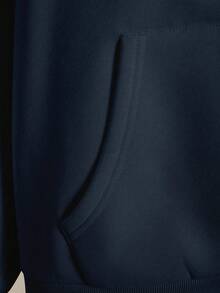 SHEIN 女士连帽拉链卫衣，半人马印花图案，休闲外套，适合教师、返校、毕业、日常穿着、冬季外套，时尚百搭，女士连帽长袖卫衣 - 藏蓝色 - 查看 8