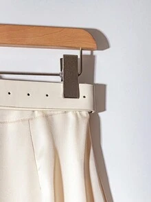 GlowEve 女士优雅休闲喇叭裙，配腰带和金属装饰，适合度假、通勤、日常穿着，欧美风格，采用舒适府绸面料制成，适合外出、约会、度假、休闲聚会、购物等