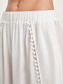 CAJUNI Women's Summer Vacation Solid Color Loose Kimono & Wide Leg Pants Set - White - View 5