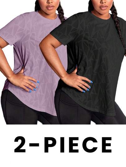 Easithlete 大码休闲纯色透气短袖运动上衣