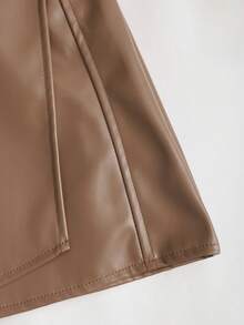 Sweetra 女士性感紧身迷你裙，纯黑色，复古美式风格，适合所有季节 - 棕色 - 查看 3