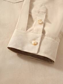 Manfinity Nomadique Men's Western Cowboy Style Casual Long Sleeve Shirt Beige Men Western Shirts Light Brown Shirt Men Cowboy Carter Shirt Cowboy Men Shirt Rodeo Shirt Men - Khaki - View 7