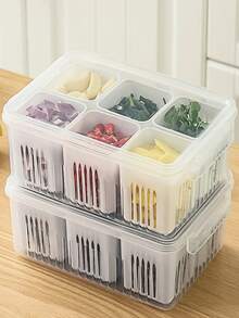 1 Set Of Multi-Grid Food Storage Box. - Clear - View 5