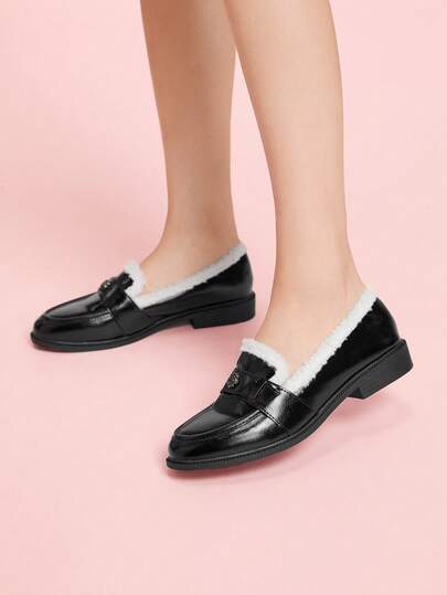 CUCCOO DOLLMOD Kadınlar İçin Lolita Loafer'lar, Suni Termal Astarlı, Sonbahar/Kış, Cadılar Bayramı ve Noel İçin Uygun