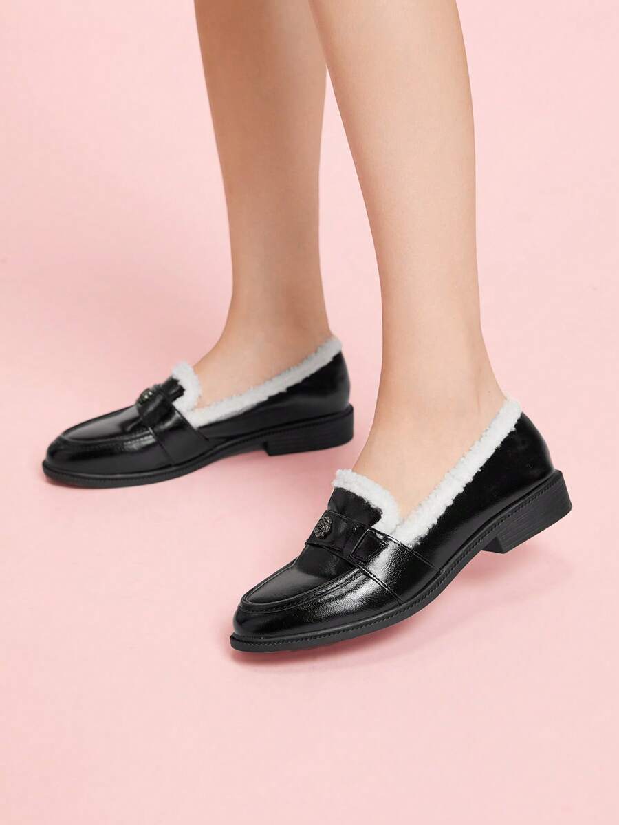CUCCOO DOLLMOD Lolita Loafers For Women, Faux Thermal Lined, Autumn/Winter, Suitable For Halloween, Christmas - Black - View 1