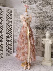 SHEIN MOD 复古两件套复古碎花连衣裙，节日、海滩、日常、波西米亚风、Y2K、西部风、女士早午餐、夏威夷女士、女士派对连衣裙、生日、婚礼宾客连衣裙、女士婚礼宾客连衣裙、碎花欧根纱连衣裙、欧根纱裙、花园派对连衣裙、夏季裙子、布里奇顿茶会连衣裙 - 彩色 - 查看 4