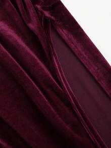 Sweetra 1 chiếc váy dài ôm sát vai bằng nhung trơn màu trơn hở vai cho tiệc tùng năm mới màu đỏ tía dành cho nữ - Màu Đỏ Sâu - Xem 4