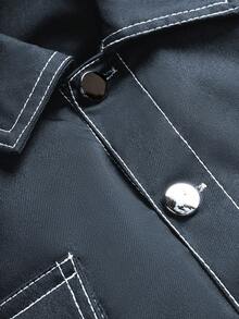Manfinity EMRG Chaqueta casual de manga larga para hombre con diseño de línea de color contrastante - Gris - Ver 5