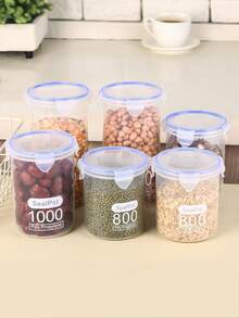 Airtight Grain Storage Container Plastic Food Canister With Locking Lid, Clear Dry Goods Organizer For Flour, Rice & Cereal | Kitchen Pantry Essentials - Clear - View 12