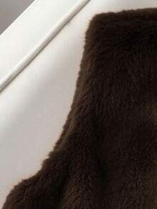 Franclia 女士休闲仿皮草背心夹克 - 鏽棕色 - 查看 4