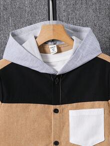 Tween Jungen Lässig Farbblock Patchwork Hoodie Shirt mit Taschen, geeignet für Herbst, Frühling, Winter, Outdoor-Spiel, Schule, Straße, Party und Zuhause Entspannung, hohe Preis-Leistung, Tween Jungen Jacken, Hoodies für Jungen, Jungen Kapuzenjacken, Teenager Hoodies Jungen, Jungen Hoodies, Tween Jungen Cord Jacke Herbst - Khaki - Übersicht 6