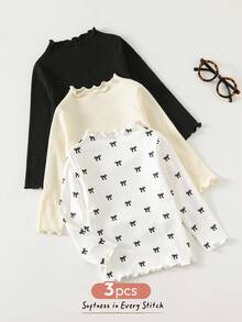 Cozy Pixies 3pcs Baby Girl Solid Color Knit Soft Round Neck Long Sleeve Ruffle Hem Pullover Sweater Set - White - View 8