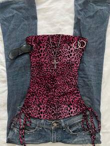 Attitoon Women's Fuchsia Leopard Print Bandeau Top Pink - Multicolor - View 1