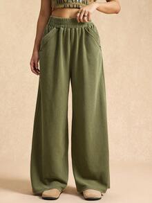 Easelle 复古游牧水洗宽松高腰阔腿舒适女式运动裤 - 彩色 - 查看 2