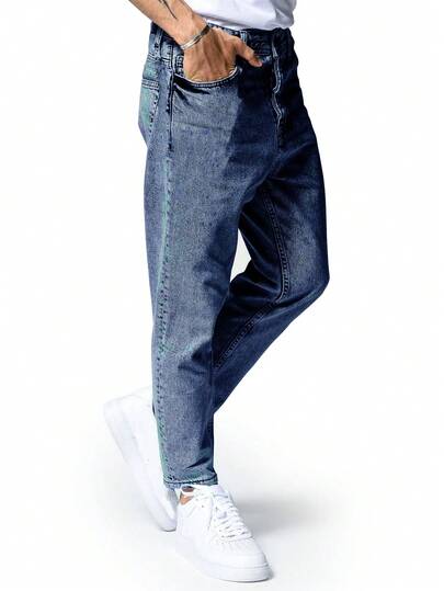 Street Life Jeans en denim décontractés de couleur unie pour hommes