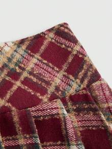 Sweetra 新款时尚甜美假日格子针织褶皱迷你裙，适合秋季、冬季、春秋季、秋冬季 - 彩色 - 查看 8