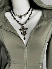 StreetHx Jaqueta com capuz e tachas feminina Streetwear Slim Fit, outono