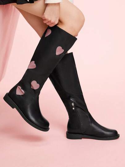 CUCCOO DOLLMOD Women's Heart Pattern Casual Fashion Mid-Calf Boots For Daily Wear