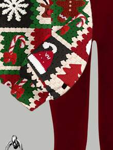 Frohe Weihnachten! Niedliche, strukturierte Socken mit festlichem Cartoon-Muster: Rentier, Weihnachtsmann, Weihnachtsbaum, Lebkuchenmann, Zuckerstangen. Rotes, festliches, lässiges 2 Stücke Set für Teenager-Mädchen mit Rundhalsausschnitt, langen Ärmeln und Leggings. Geeignet für Herbst/Winter. Größe 8. Rot-weißer, niedlicher Weihnachtspullover für Teenager. Mädchen 12-14. Weihnachtskleidung für Teenager. - Verschiedenfarbig - Übersicht 5