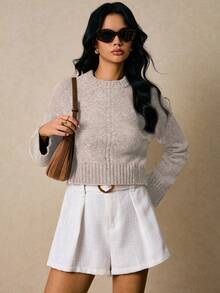 Poéselle Women's Fashion Romantic Retro Elegant Simple Versatile Knit Pullover Sweater In Fall/Winter,Fall,Fall Clothes For Women - Apricot - View 6