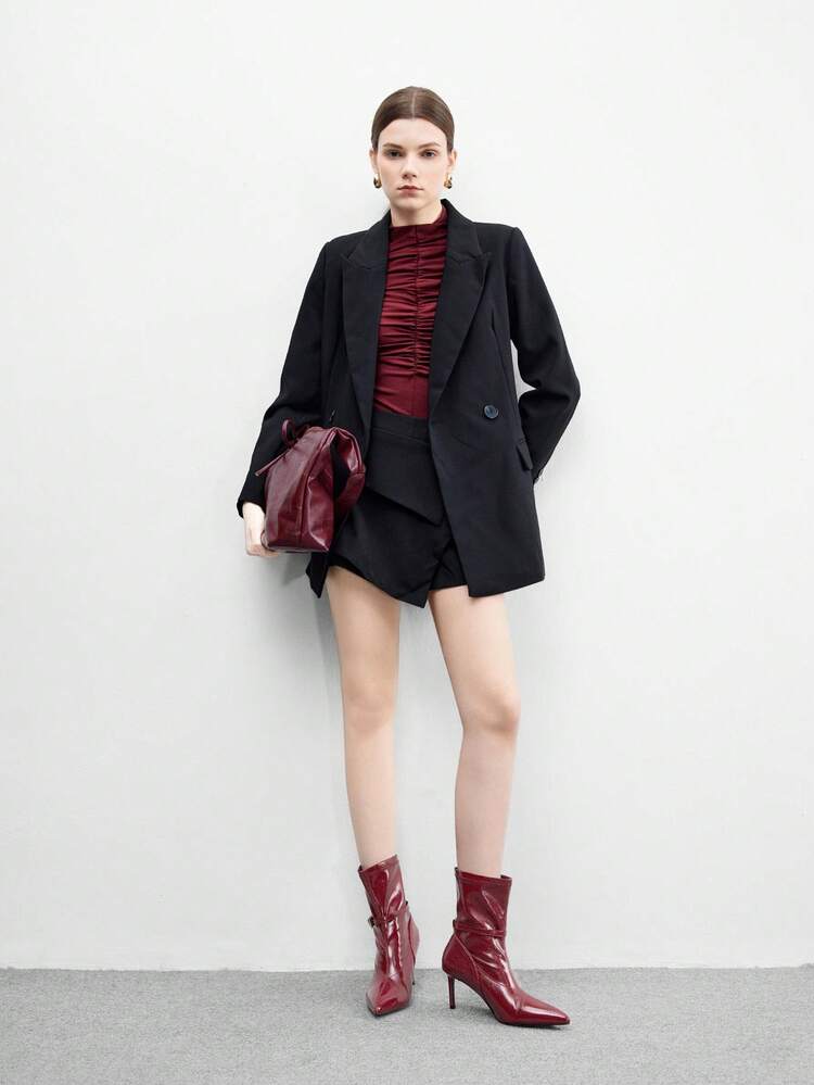 CUCCOO BIZCHIC Bottes cheville à talon stiletto en métal minimaliste, bottines élégantes à talons hauts en patchwork