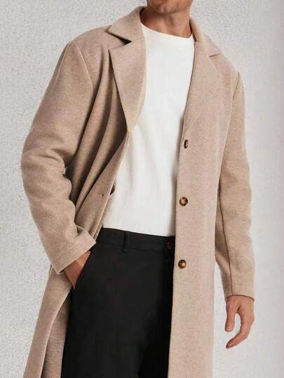 Airaco 男士时尚纯色翻领长袖单排扣夹克，秋季