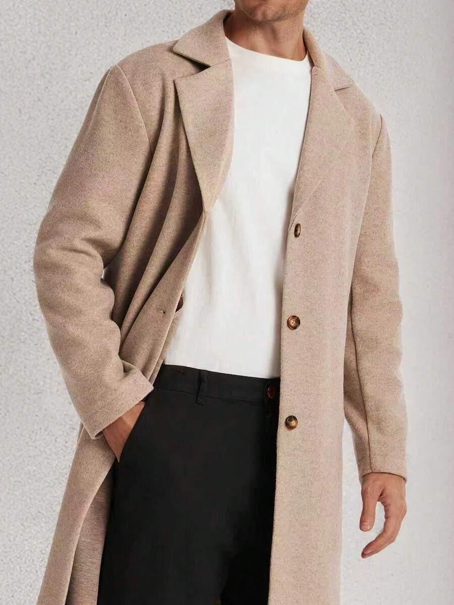 Airaco Giacca monopetto con collo a bavero, manica lunga, colore unito, di moda, autunnale, da uomo - Castano - Visualizzare 1