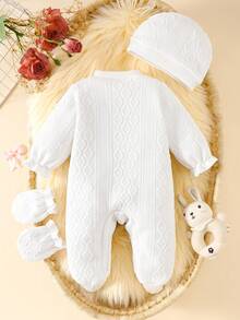 Conjunto de 3 piezas con oso lindo de otoño, conjunto de ropa para bebé recién nacido - Beis - Ver 3
