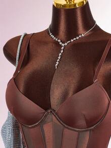 Y2K Amplova 女士纯色极简休闲连体衣，秋冬感恩节和新年派对礼服棕色连体衣棕色连体衣女士连体衣棕色泳衣性感连体衣 - 棕色 - 查看 4