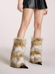 ROMWE Grunge Punk 1pair Leopard Print Stylish And Warm Leg Warmers For Women - Multicolor - View 3