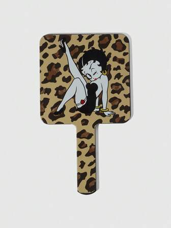 Betty Boop | ROMWE 1pc Figure Graphic Square Handheld Mirror, Translucent Plastic Handle Makeup Mirror For Desk, Portable