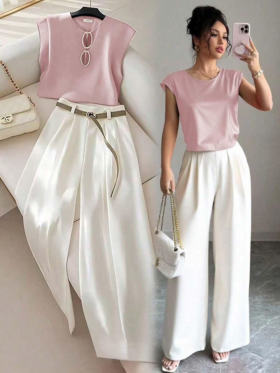 Franclia Bộ 2 món áo và quần màu sắc thời trang thanh lịch dành cho nữ - Nhiều màu - Xem 1