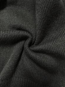 INAWLY Damen Lässiger Alltags-Pendler vielseitiger Pullover mit Pferde-Stickerei, hoher Kragen, weite Strickware, Herbst/Winter - Grau - Übersicht 4