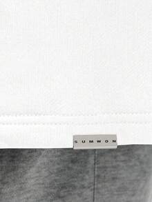 SUMWON Tee-shirt col rond à manches longues oversize pour le confort quotidien du streetwear casual - Blanc - Voir 4