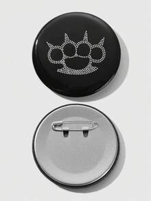 ROMWE Bộ 2 trâm cài áo nam châm phong cách Punk Gothic Y2K đen trắng viền ren, đầu lâu bạc và hoa hồng, thánh giá, cánh quỷ, nơ trang trí, kèm thánh giá hình mạng nhện có thể thay thế, chân gấu chấm bi, ghim cài móng mèo - Thích hợp cho cosplay, anime, trang phục hàng ngày, quà tặng ngày lễ - màu đen - Xem 8