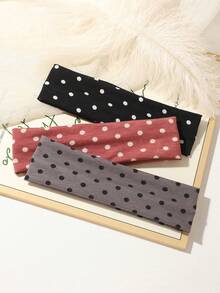 ROMWE Anime 3条复古多色波点甜美宽发带，百搭实用，适合日常通勤、约会、派对、运动等场合 - 女士发饰 - 彩色 - 查看 5