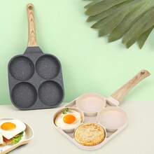 Egg Frying Pan, Nonstick Egg Frying Pan, Egg Burger Maker Pan, 3/4 Holes Divided Grill Frying Pan, Non Stick Omelet Pan, Cooking Pan For Breakfast, Egg, Bacon And Burgers Seafood Boil - Apricot - View 2