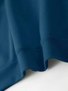 Manfinity Dauomo 男士街头风格熊图案印花长袖连帽卫衣，秋冬 - 藏蓝色 - 查看 3