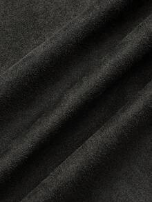 Sweetra Plus Size Pleated Asymmetric Zipper Decor Faux Suede Short Skirt, Minimalist Style For Commuting, Autumn/Winter - Dark Grey - View 8