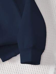 Sparklyn 青少年女孩字母与蝴蝶印花连帽长袖运动衫 - 藏蓝色 - 查看 5