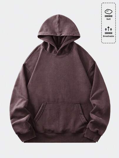 Street Life Men's Vintage Washed Loose Fit Hoodie (Reinforced Neckline, Hem, And Shoulder Seams To Prevent Deformation)